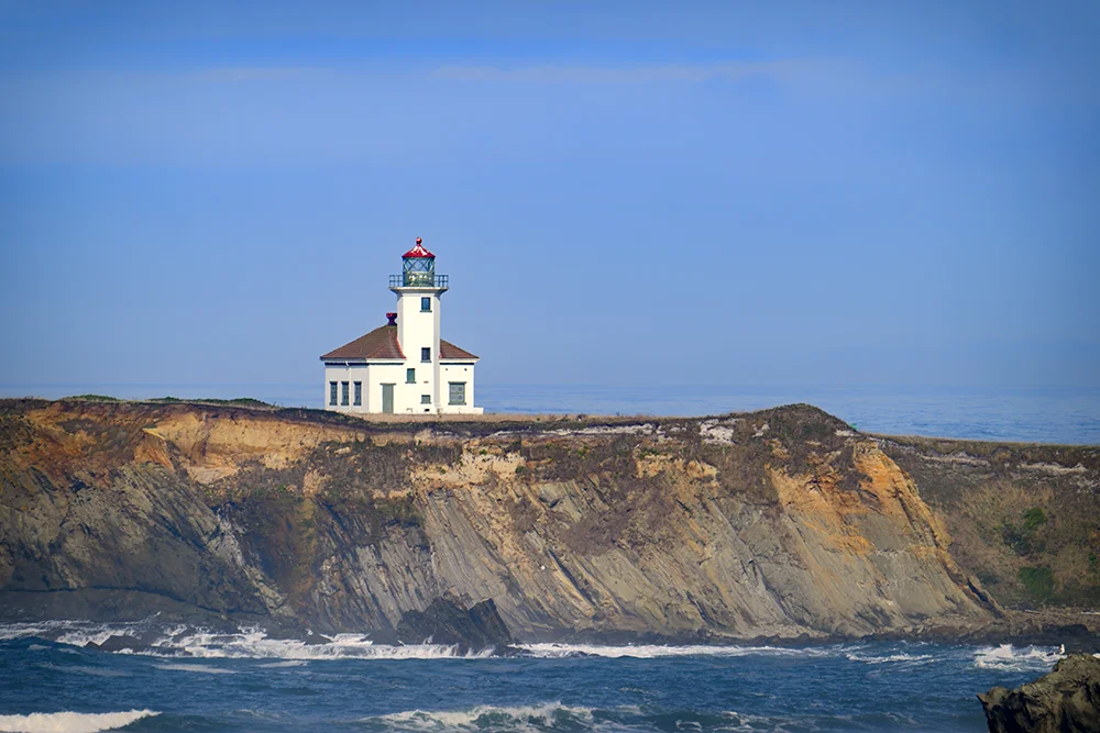A landscape view of the Arago lighthouse near Coos Bay Oregon